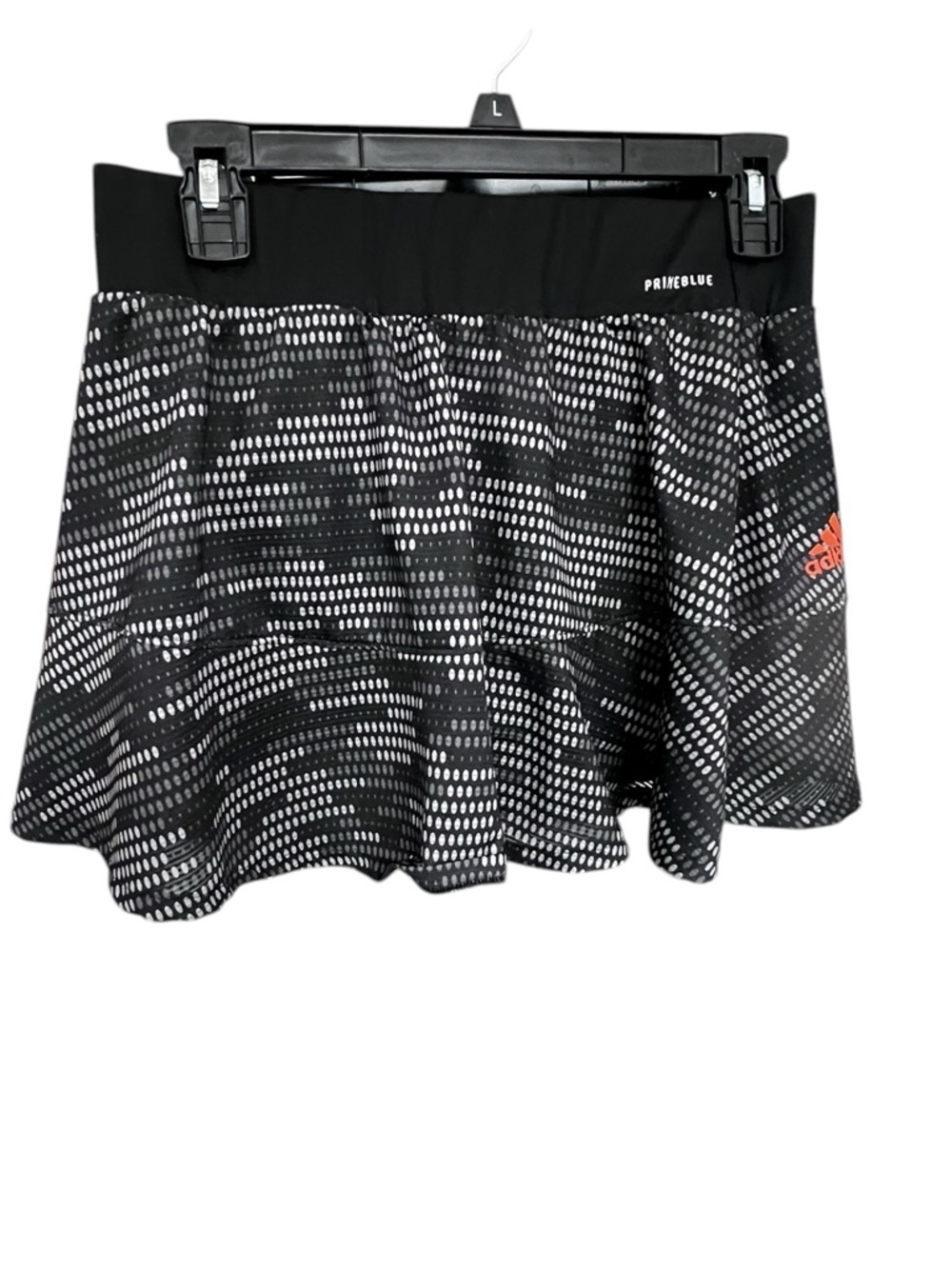 adidas Black and White Dot-Print Athletic Skort with Coral Logo